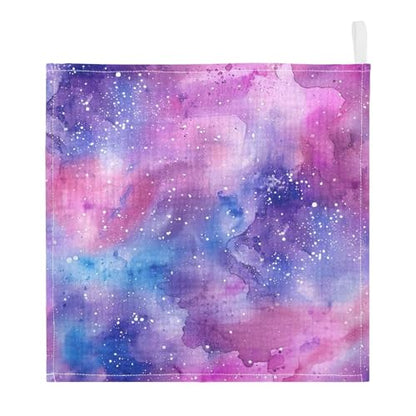 YETTASBIN Galaxy Muslin Baby Hand Washcloths, Soft Cotton Bath Face Towel, 4 Layers Extra Absorbent Feeding Burp Cloth for Newborn Infant, 3 Pack - size: 12 Inch x 3 Pack