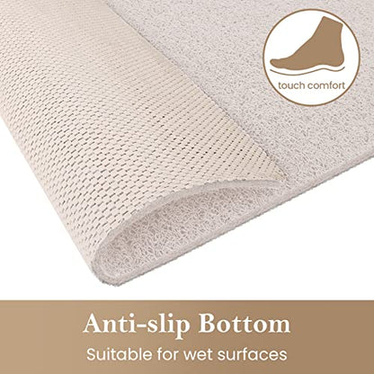 Shower Mat Bathtub Mat Non-Slip,24x24 inch, Soft Tub Mat with Drain,PVC Loofah Bath Mat (Phthalate Free) for Tub and Bathroom,Quick Drying,White - color: White, size: 24" x 24" (Rectangular)