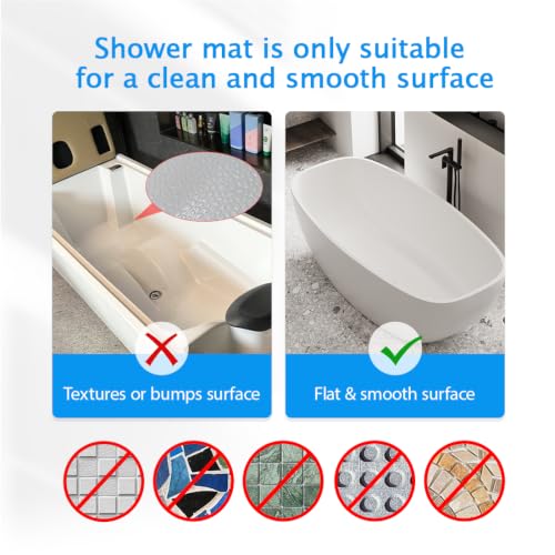 Non Slip Bathtub Mat & Shower Mat, 31x15'' Anti Slip Bath Mat for Tub, Soft TPE Anti-Skid Bathroom Mat with 194 Suction Cups & Drain Holes, Wave-Textured Grip, Machine Washable,Brown