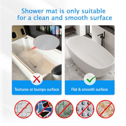 Non Slip Bathtub Mat & Shower Mat, 31x15'' Anti Slip Bath Mat for Tub, Soft TPE Anti-Skid Bathroom Mat with 194 Suction Cups & Drain Holes, Wave-Textured Grip, Machine Washable, Black - color: Black