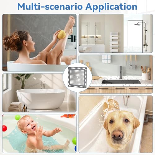 Shower Drain Hair Catcher,4.72",Hair Catcher for Bathroom Drain,Sink,Tub | Shower Drain Cover Protector,Easy Installation Clean,Prevents Clogged For Bath/Laundry room/Kitchen/Floor Drain,Sink,Bathtub - size: Square 4.72 inch