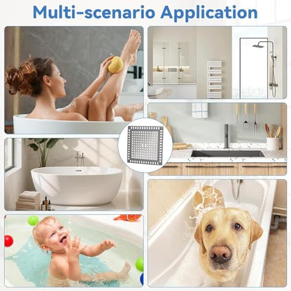 Shower Drain Hair Catcher,4.72",Hair Catcher for Bathroom Drain,Sink,Tub | Shower Drain Cover Protector,Easy Installation Clean,Prevents Clogged For Bath/Laundry room/Kitchen/Floor Drain,Sink,Bathtub - size: Square 4.72 inch