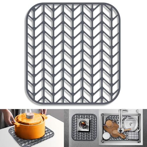 Sink Protectors for Kitchen Sink 12.25"X11.5" Silicone Sink Mat | Various sizes and styles,Protector for sinks and dish,Withstand to 500F,Food-grade silicone .Non-slip and raised feet - size: 12.25"x11.5"
