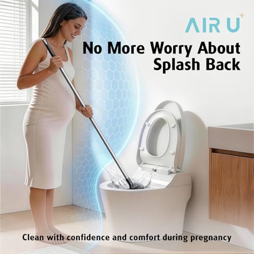 Toilet Bowl Brush with Long Handle, 23-42inch Adjustable 4-Section Aluminum Pole, Durable Nylon Bristles, No Bending Bathroom Cleaning Brush for Seniors, Pregnant Women, Back Pain Sufferers, Janitors