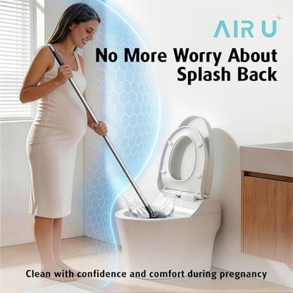 Toilet Bowl Brush with Long Handle, 23-42inch Adjustable 4-Section Aluminum Pole, Durable Nylon Bristles, No Bending Bathroom Cleaning Brush for Seniors, Pregnant Women, Back Pain Sufferers, Janitors