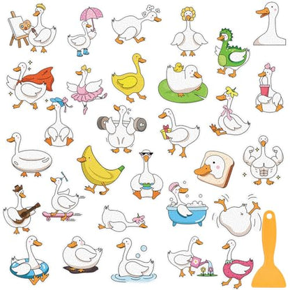 Fullhawl 30 Pcs Funny Goose Non Slip Bathtub Stickers, Cute Goose Bath Safety Decals, Anti Slip Shower Traction Stickers with Scraper, Waterproof Bathroom Tub Floor Adhesive Appliques - style: Goose