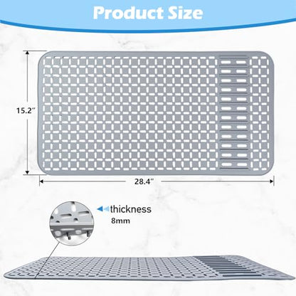 Silicone Sink Mat 28.4''x15.2'' Kitchen Sink Protector With DIY Drain Hole, Grey Farmhouse Silicone Protector 1pcs Kitchen Sinks Accessories - style: 29"