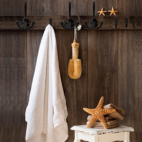 ZAYBOD 10 Pack Heavy Duty Wall Mounted Black Coat Hooks with 30 Screws, mudroom Hooks, Backpack Hooks, Robe Hooks, Hat Hook（Two Types of Hooks + threeTypes of Screws Included）