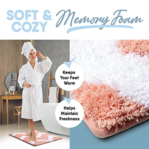 Home Inspirations Collection Soft & Cozy Bath Mats for Bathroom, Memory Foam Bathroom Rugs with Skid Resistant Base, Ultra Absorbent Microfiber Bath Mat, 17x24, Small, Pearl Blush - color: Pearl Blush
