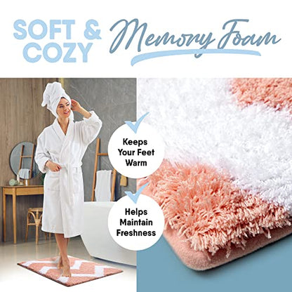 Home Inspirations Collection Soft & Cozy Bath Mats for Bathroom, Memory Foam Bathroom Rugs with Skid Resistant Base, Ultra Absorbent Microfiber Bath Mat, 17x24, Small, Pearl Blush - color: Pearl Blush