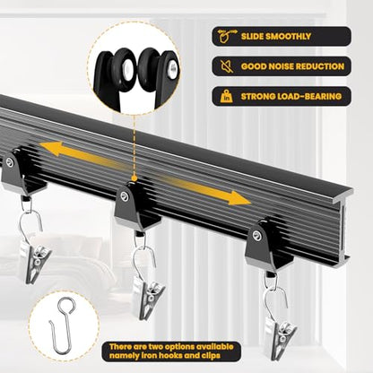 Flexible Ceiling Curtain Track Ceiling Mount, Curved Curtain Rod, Sliding Curtains Track, Room Divider, Shower Curtain Rod, Wall Divider, 16.4 FT/ 5 M, Black