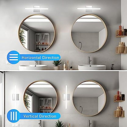 Modern Bathroom Vanity Lights Over Mirror, Chrome LED Wall Sconce | Small 16 Inch, Soft Shadow Free, Linear Lamp Bar, Restroom Lighting Fixture, Sleek, Luz para Baños de Pared, 3CCT Dimmable - color: 3CCT-Dimmable, size: 16inch