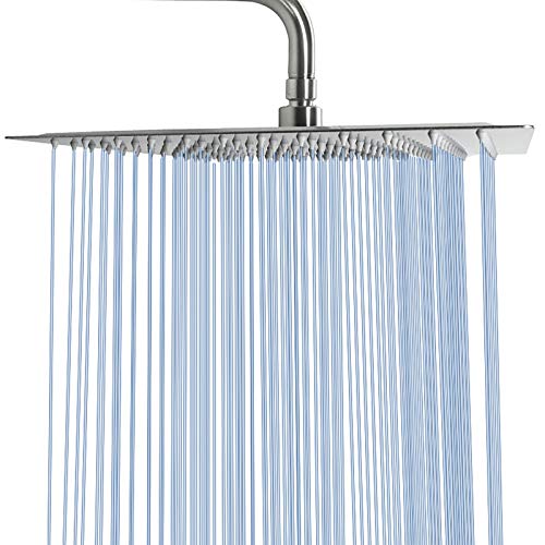 NearMoon Rain Shower Head, High Flow Stainless Steel Square Rainfall Shower, Waterfall Bath Shower Body Covering, Ceiling or Wall Mount (16 Inch, Brushed Nickel) - color: Brushed Nickel, size: 16 Inch Square
