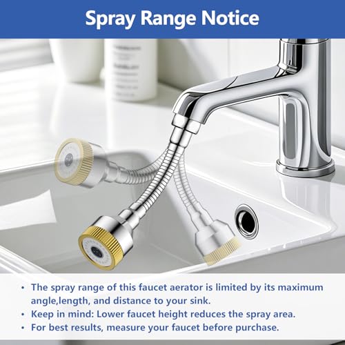 Faucet Sink Aerator/Extender/Sprayer/nozzle,Faucet Attachment Replacement for Bathroom&Kitchen, Anti-slip Swivel Aerator with 55/64" Threaded Adapter (Long-length silver) - color: Long-length silver