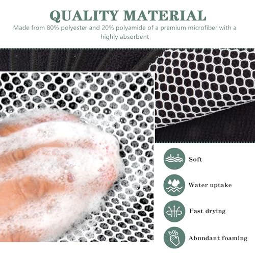 Dish Cloth for Washing Dishes Kitchen Washcloth Cleaning Cloth | 7.87x7.87inch 10pack Kitchen Towels Rags, Microfiber Cleaning Cloths, Wash Cloths with Poly Scour Side, Wholesale, Black - color: Black, size: 7.87inchx7.87inch 10pack