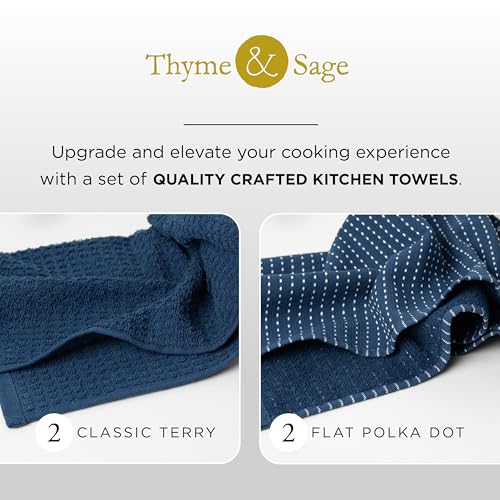 Thyme and Sage 100% Cotton Turkish Kitchen Hand Towels, Blueberry, 8 Pack | Premium Materials, 16"x26", Made in Turkey, Ultra Absorbent, 350 GSM - color: Blueberry, size: Pack of 8