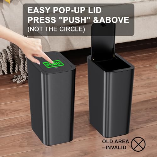 N. NETDOT Bathroom Trash Can with Lid 3 Pack Set, 2 Packs 4 Gal Slim Kitchen Trash Bin and 1 Pack 2.6Gal Garbage Can, Small Trash Can/Trash Bin/Waste Basket for Bedroom (Black, Pack of 3) - color: Black, size: 2 X 4 Gal & 1 X 2.6 Gal