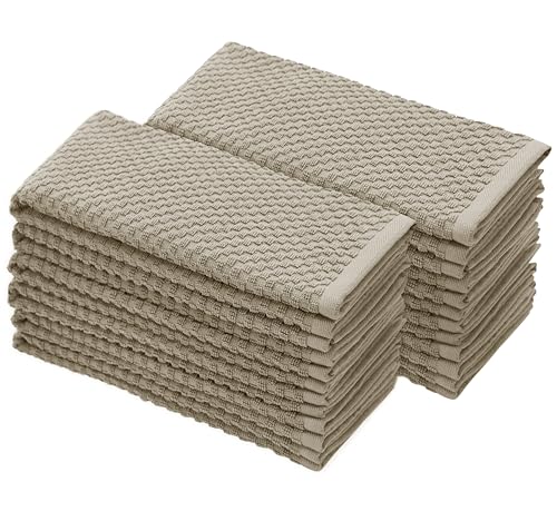 COTTON CRAFT Amazing Kitchen Towel - 12 Pack 100% Cotton Waffle Terry Towel | Beige - 16x28 inch Euro Café Waffle Weave Dish Towels - Soft Absorbent Quick Dry Low Lint Reusable Pantry Bar Cleaning Cloth - color: Beige, size: 12 Pack