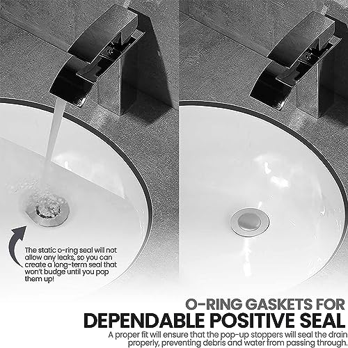 (2-Pack) Bathroom Sink Pop-Up Stoppers - with Brushed Nickel Finish - Fits Most Pop-Up stoppers Design 1-3/8” Cap Outer Diameter, 4-1/2 Overall Height - with 2 Mounting Holes and Gasket Seal
