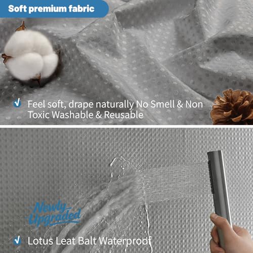 2-in-1 Waterproof Fabric Shower Curtain - No Separate Liner Needed, Hotel-Style Waffle Weave, Effortless Cleaning & Washable Bathroom Shower Curtain Set,60Wx72H,Grey - color: Grey, size: 60"W x 72"L (Pack of 1)