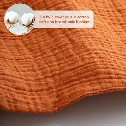 Muslin Baby Washcloths for Newborns, Pack of 8, 11"x11", Super Soft Cotton, Absorbent and Gentle, Baby Cotton Wipes, Baby wash Cloths - color: Rust