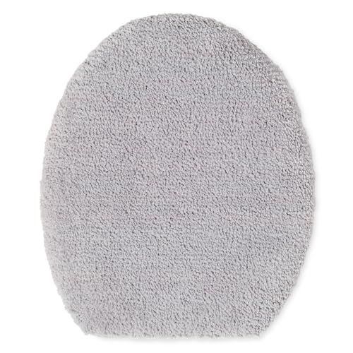 TOWN & COUNTRY EVERYDAY Ultra Plush Solid Tufted Toilet Lid Cover, Soft and Absorbent, Non-Slip Cover, Machine Washable, Grey, 18"x19" - color: Grey
