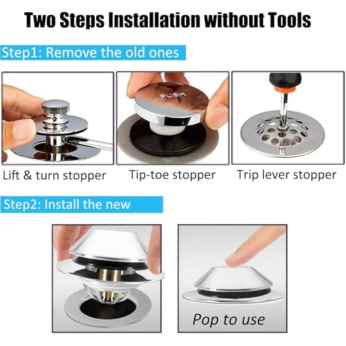 Anlige Bathtub Drain Stopper,Pop Up Tub Stopper Bottom with Drain Hair Catcher,Bathtub Plug and Cover with Strainer,Universal for 1.45 to 1.8in Drain Hole,Replaces Lift & Turn, Tip-Toe or Trip Lever - style: Tub Stopper Bottom Hair Catcher