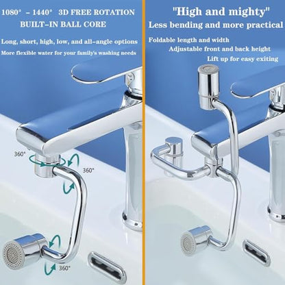 2026 Upgraded Universal Sink Faucet 1080° Rotating Faucet Extender with Upward Facial Mist, U Shaped Faucet Extender, 360° Faucet Aerator for Bathroom Kitchen, 4 Water Modes Adjustable (Silver) - color: Silver