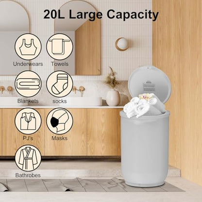 Ultra Large Capacity Towel Warmer Bucket, Rapid Heating with Timer, One-Button Digital Display Control, Safety Lock, Gifts for Him & Her, Auto Shut-Off, Fits 2 Large, Blanket, Bathrobe, Gray