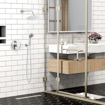 SR SUN RISE Shower Faucet - 12 Inch Multifunctional High Pressure Shower Head System with Handheld Shower Head Fixtures - Valve Included - Polished Chrome - color: Polished Chrome, size: 12 Inch
