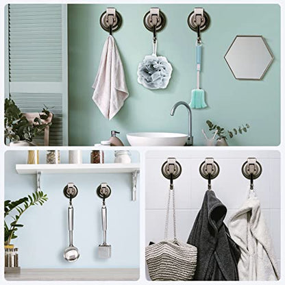 Heavy Duty Vacuum Suction Cup Hooks (2Pack) for Shower,Glass Window,Kitchen&Bathroom&Restroom Organization，Green Bronze. - color: Green Bronze