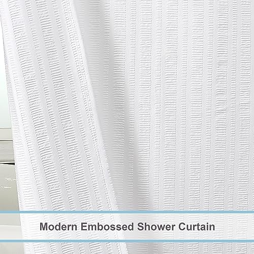 Aiyufeng Moga Stall Fabric Shower Curtain Waterproof, Soft & Lightweight Small Shower Curtain with Texture for Narrow Stall Size, Machine Washable, 36" Wx72 L, White - color: White, size: 36"W x 72"L (Pack of 1)