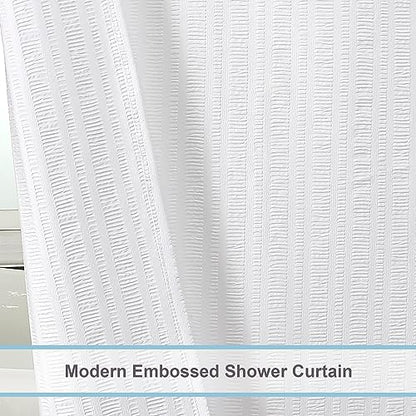Aiyufeng Moga Stall Fabric Shower Curtain Waterproof, Soft & Lightweight Small Shower Curtain with Texture for Narrow Stall Size, Machine Washable, 36" Wx72 L, White - color: White, size: 36"W x 72"L (Pack of 1)