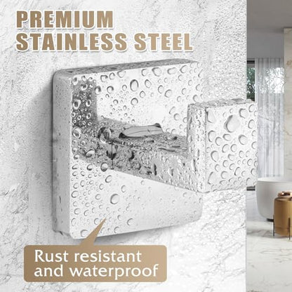 Towel Hooks for Bathrooms Robe Hook Coat Hook 4 Pack Polished Chrome Stainless Steel Heavy Duty 33 Lbs Wall Mounted Square Hooks for Bathroom Kitchen Bedroom - color: Polished Chrome