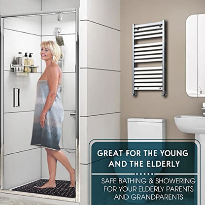ENKOSI Large Square Shower Mat Non Slip - Bath Mats for Bathroom Non Slip for Shower - Shower Mats for Showers Anti Slip - Shower Grip Mat - Square Bath Mat - Large Shower Mat (Clear Brown 27x27) - color: Clear Brown
