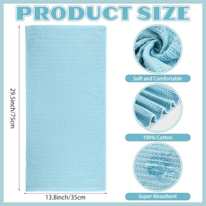 4 Pack Turquoise Hand Towels Waffle 100% Cotton 13x29 Inch | Soft Absorbent Bathroom Kitchen Use, Waffle Texture Quick Dry, Durable Cotton Washcloths Ideal for Guests Daily Needs - color: Turquoise