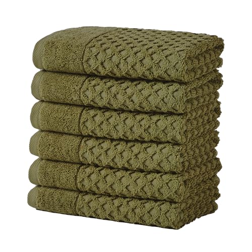 Great Bay Home Hand Towels - 100% Cotton 6 Pack 26x16 Hand Towel Set - Absorbent, Durable, Quick-Dry Towels for Bathroom (Olive) - color: 10 Olive, size: Hand Towel (Pack of 6)