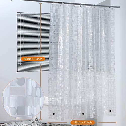 WELTRXE Shower Curtain Liner Waterproof, Clear 3D Geometric Patterns Heavy Duty Shower Liner with Magnets for Bathroom Shower Stall, Bathtubs, Thick Liner Without Chemical Smell, 72 x 72, 12 Hooks - color: Clear - Geometric Patterns