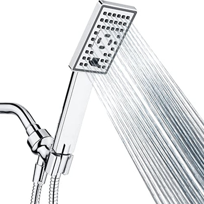 BRIGHT SHOWERS Handheld Shower Head Set High Pressure Hand Held Showerhead with 60 Inch Flexible Shower Hose and Adjustable Shower Arm Mount Bracket, 3 Spray Settings Shower Wand, Chrome - color: Chrome, size: 1.8 Gallon Per Minute