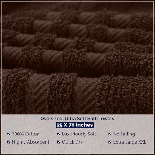 DAN River 2 Pack Bath Sheets Extra Large 35x70, Large Bath Towels for Adults, XL Oversized Heavy Duty Towel Set, 600 GSM 100% Ring Spun Cotton, Soft Quick Dry, Brown - color: Brown, size: Bath Sheet 35x70" (PK 2)