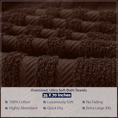 DAN River 2 Pack Bath Sheets Extra Large 35x70, Large Bath Towels for Adults, XL Oversized Heavy Duty Towel Set, 600 GSM 100% Ring Spun Cotton, Soft Quick Dry, Brown - color: Brown, size: Bath Sheet 35x70" (PK 2)