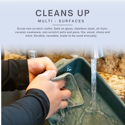 Dishcloths Kitchen Dishrag Cleaning Scrub Reusable 6pk 6x7in | Bamboo-Rayon, Absorbent, Scrub-Non-Scratch, Washable, Durable, Fast-Drying, Multi-Surface, Hand-Sized, Household Cleaning - color: Natural Solids, size: 6" x 7" -6 Pack