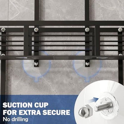 Shower Caddy Hanging, Never Rust Aluminum Shower Organizer, Over Showerhead No Drilling Shower Racks, with Soap Holder Multi Hooks Bathroom Storage for Shampoo Sponge, Black - color: Black