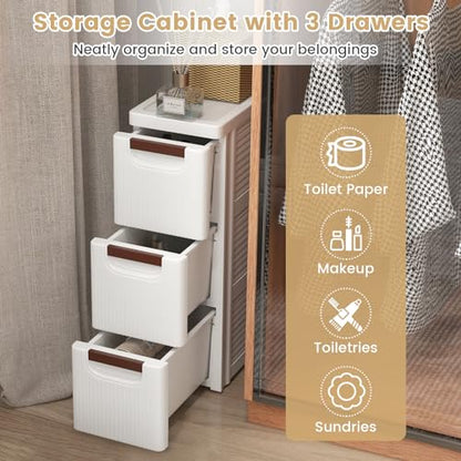 3-Drawer Narrow Storage Cabinet, Slim Rolling Cart (7.5"x16.5"x22.5") | Mobile Plastic Cart Container | Pull Handles & Built-in Wheels | For Living Room, Kitchen, Bathroom, Office - size: 7.5"x16.5"x22.5" (3 Drawer)