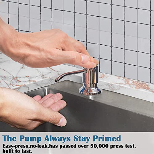 Soap Dispenser for Kitchen Sink (Chrome),Built in Design Sink Soap Dispenser, Refill from The Top, Stainless Steel Kitchen Soap Pump with 10 fl.oz Bottle (300ml) - color: Chrome, style: Antique