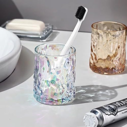 Toothbrush Holders for Bathrooms,Clear Glass Toothbrush and Toothpaste Holder,Bathroom Tumbler and Mouthwash Cup,Bathroom Storage Cup for Tooth Brush,Makeup Brush (Grey) - color: Grey