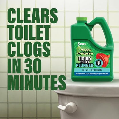 Green Gobbler Liquid Toilet Plunger | Clog Remover | Safe for Toilets and Septic | No Plunger Needed | 5 Uses - size: 60 Fl Oz (Pack of 1)