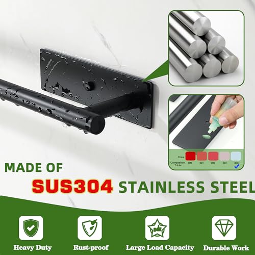 Alise Towel Bars for Bathroom,32'' Towel Holder Towel Racks for Bathroom Wall,SUS304 Stainless Steel Hand Towel Holder Wall Mount By Self-Adhesive or Drilling,Matte Black Towel Hanger for Bathroom - size: 32 Inch