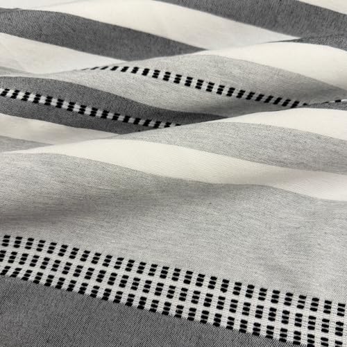 Charcoal Gray and White Fabric Shower Curtain, Cotton Blend Textured Striped Design, 72 x 72 Shower Curtain, Modern Aesthetic Bathroom Decor, Oasis Grey - color: Oasis Grey