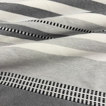 Charcoal Gray and White Fabric Shower Curtain, Cotton Blend Textured Striped Design, 72 x 72 Shower Curtain, Modern Aesthetic Bathroom Decor, Oasis Grey - color: Oasis Grey